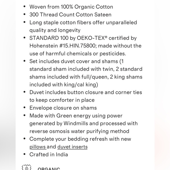 NWOT Quince graphite organic Twin Sateen Duvet cover Set w/ 2 Shams - Picture 7 of 8